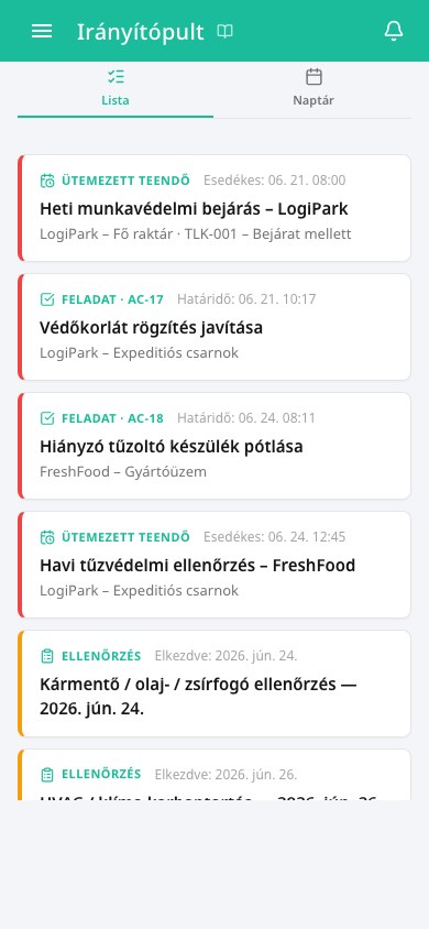 Fropp irányítópult mobilon